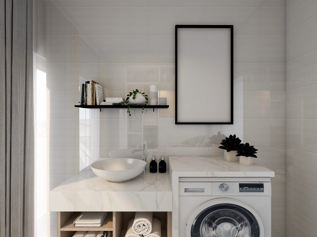  Çamaşır odalı banyo: ortamları entegre etmek için pratik fikirler